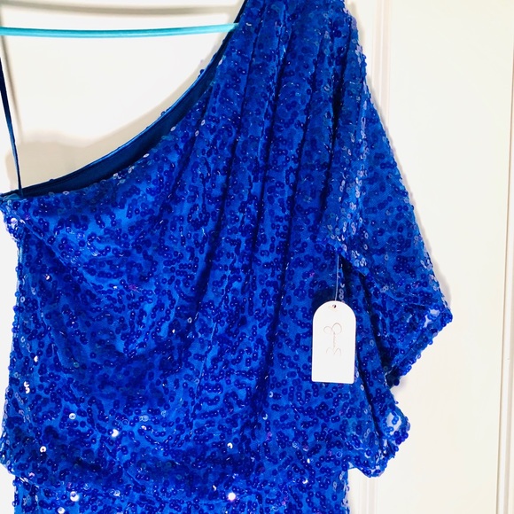 BLUE SEQUINED JESSICA SIMPSON DRESS - Picture 4 of 9